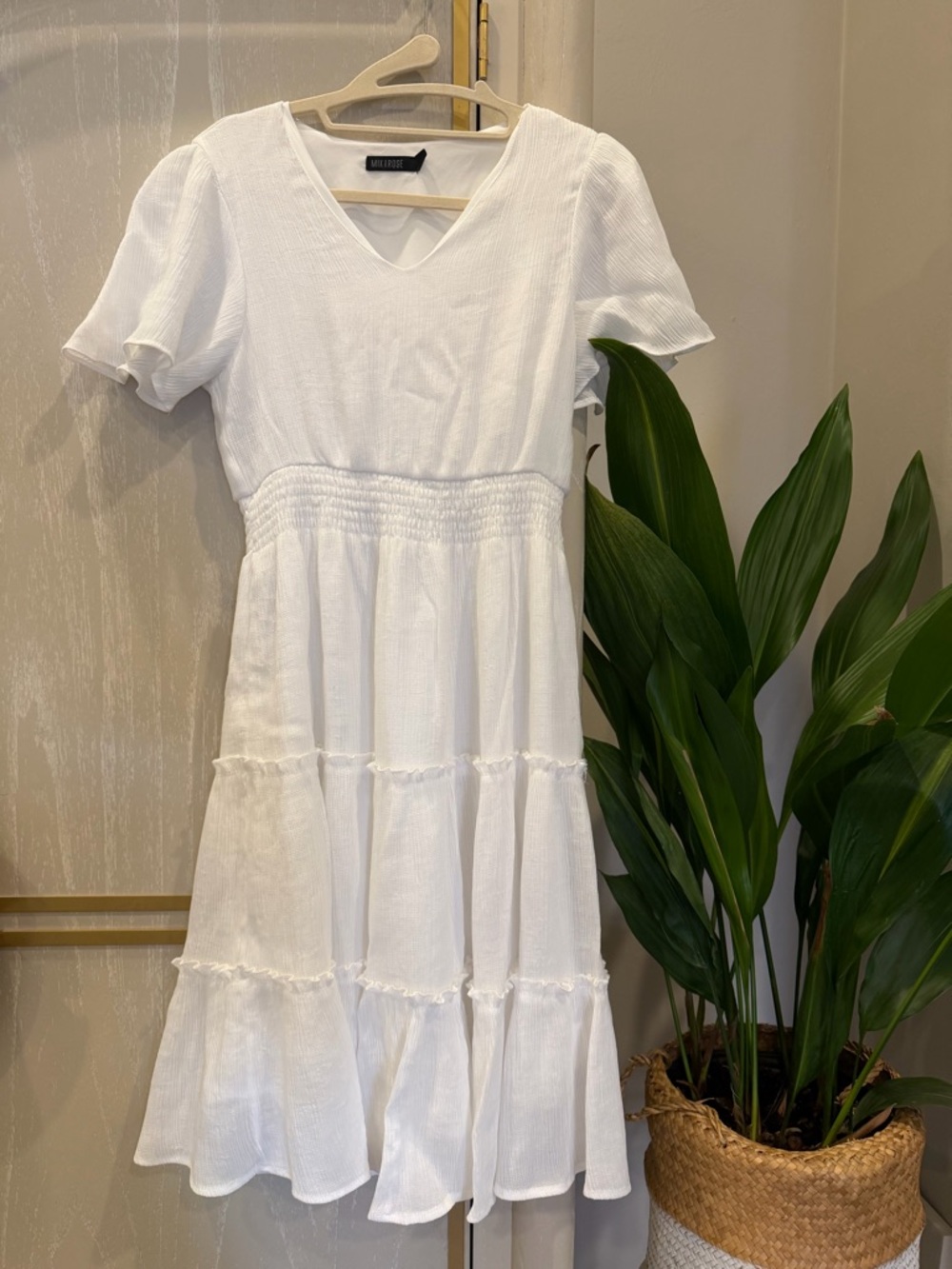 MikaRose V-Neck Tiered Short Sleeve Dress - Picture 3 of 6